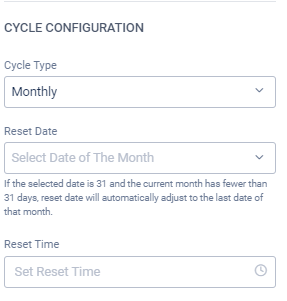 monthly cycle configuration