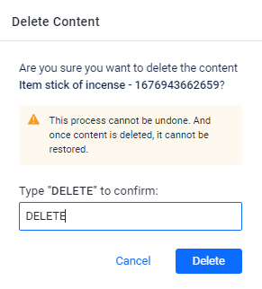 click Remove Content to confirm