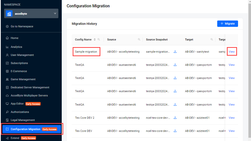 Configuration migration detail