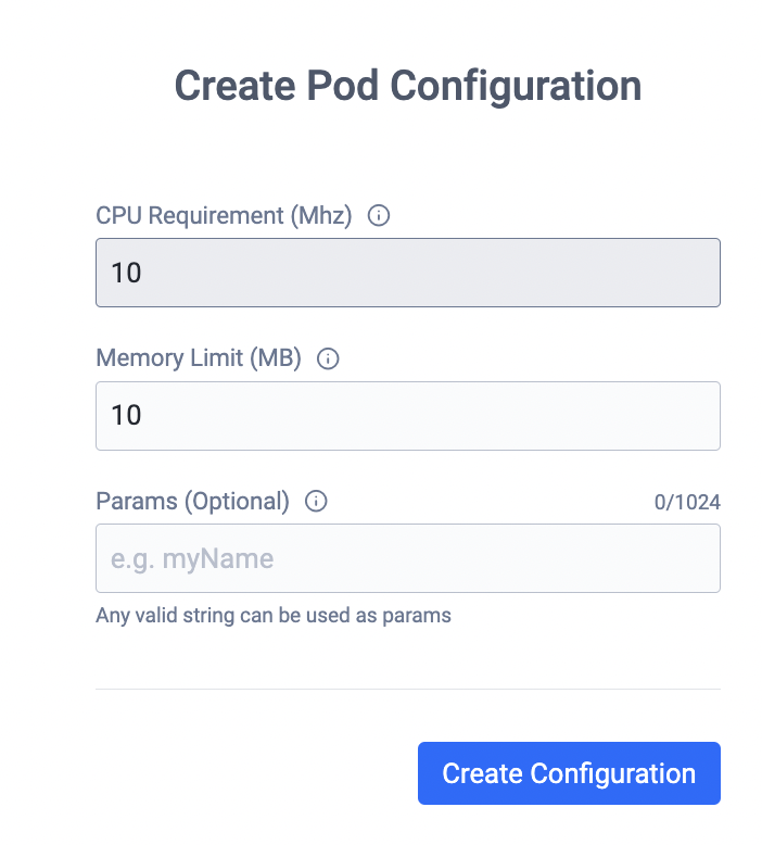 create pod configuration information