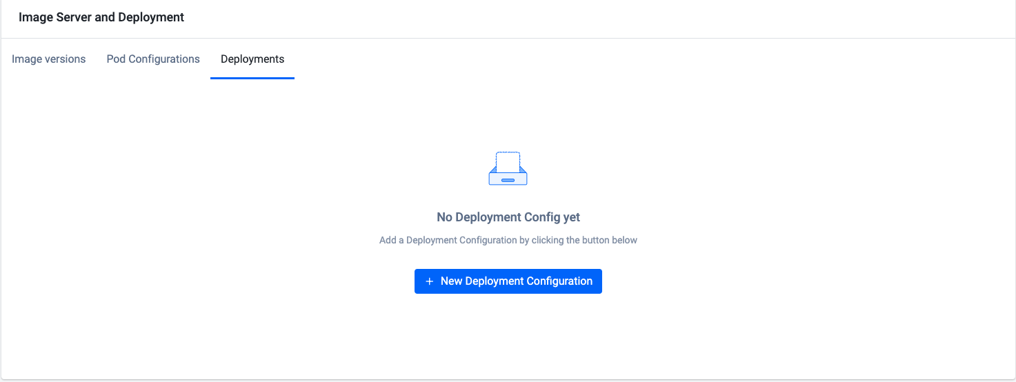 image server and deployment pod configurations tab new pod configuration